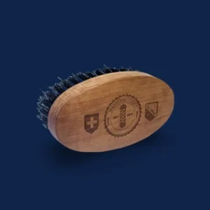 Traditional Zurich oval wooden beard brush with firm natural bristles, designed to nourish and add shine without greasiness.
